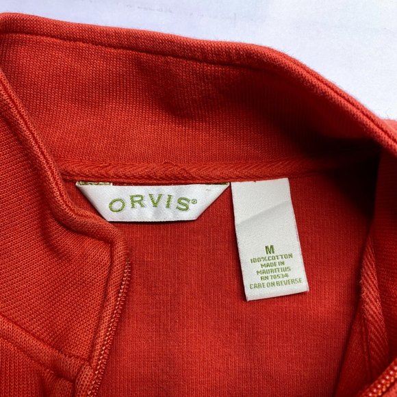 ORVIS Orange 100% Cotton Full Zip Knit Cardigan M - Picture 5 of 10